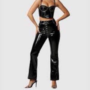 JGR & STN Eva High Rise Flare Patent Faux Leather Pants